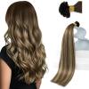 Sunny Hair Brown Balayage K Tip Hair Extensions Real Human Hair Soft U Tip Hair Extensions Human Hair for Women 14inch 50g