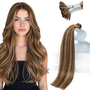 remy human hair flat tip extensions keratin invisible heat resistant tangle free volume length fine thinning hair women daily work school pickup brunch brown ktips