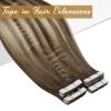 [Sunny and Ve Sunny] Tape in Hair Extensions 18inch and Human Hair Ponytail 16inch Blonde Brown 130G