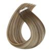 [Sunny and Ve Sunny] Tape in Hair Extensions 18inch and Human Hair Ponytail 16inch Blonde Brown 130G