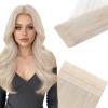 Sunny Hair Invisible Injected Tape in Hair Extensions Bleach Blonde, 24inch 20Pcs 50g Real Human Hair for Women, Hand Sewn Natural Hair Extensions for Natural Volume and Glossy Shine