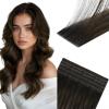 Sunny Hair Invisible Tape in Hair Extensions Human Hair, 18inch 20Pcs 50g Brown and Light Brown Injected Tape ins, Natural Invis Edge, Smooth Seamless Hand Sewn Hair Extensions
