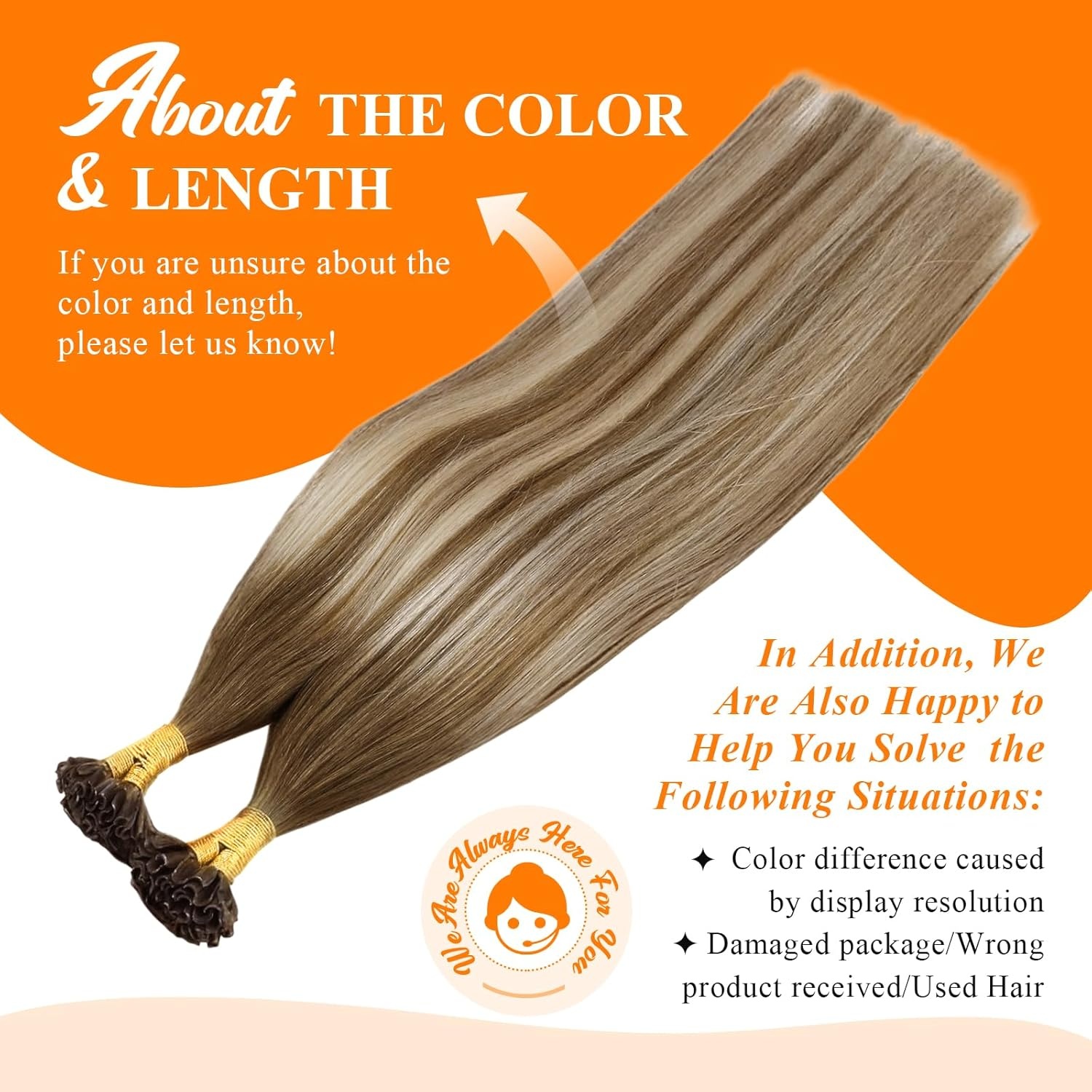 imageSunny Hair 22 Inch K Tip Hair Extensions Real Human Hair Brown Balayage Light Brown with Light Blonde Soft Utip Invisible Bonds Provides Volume for Anniversary Dinners 50g