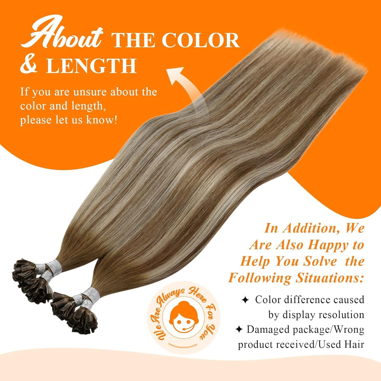 imageSunny Hair 22 Inch U Tip Human Hair Extensions Balayage Blonde Keratin Tips 50g for Wedding Wear Prevents Color Mismatch for Brides with Highlighted Hair