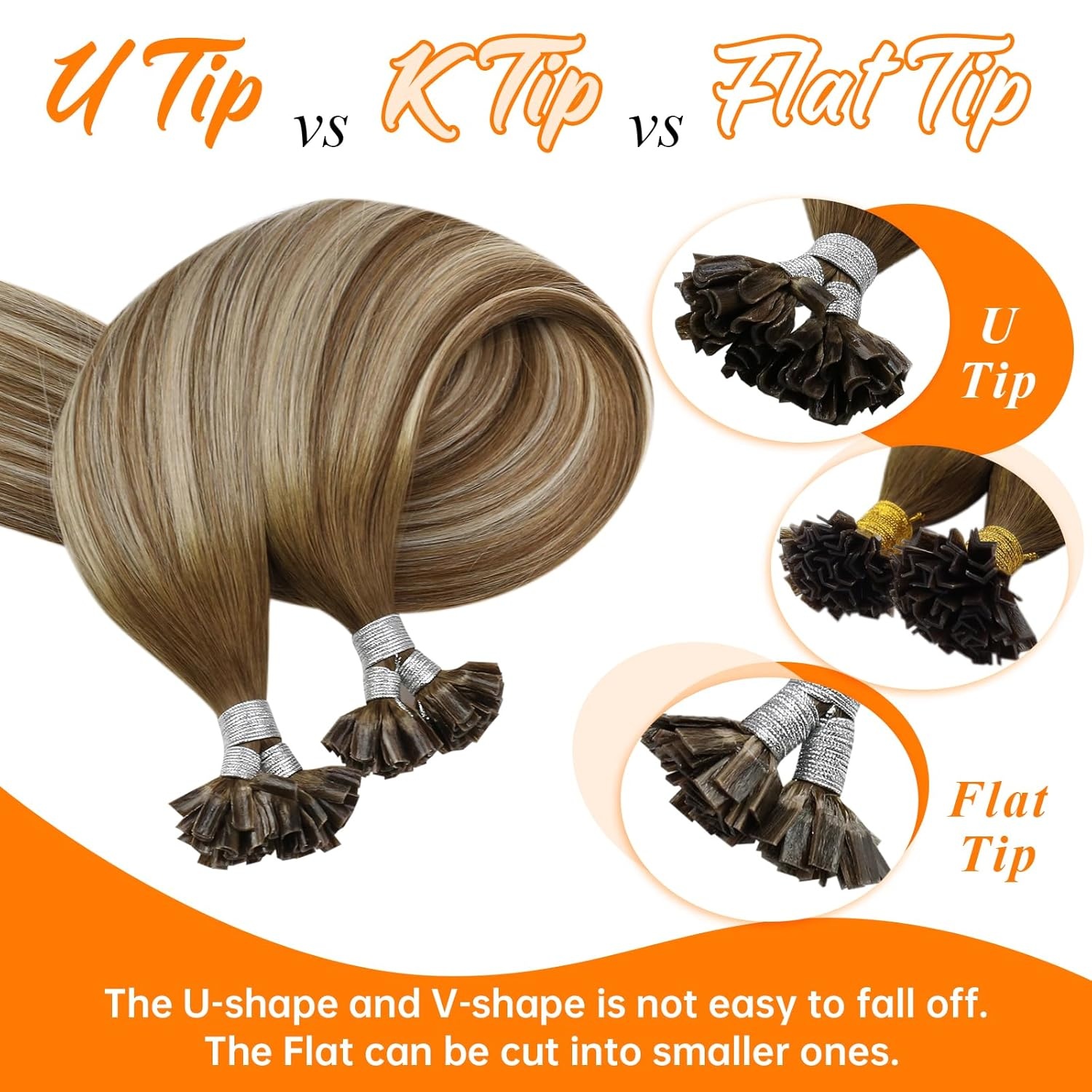 imageSunny Hair 22 Inch U Tip Human Hair Extensions Balayage Blonde Keratin Tips 50g for Wedding Wear Prevents Color Mismatch for Brides with Highlighted Hair
