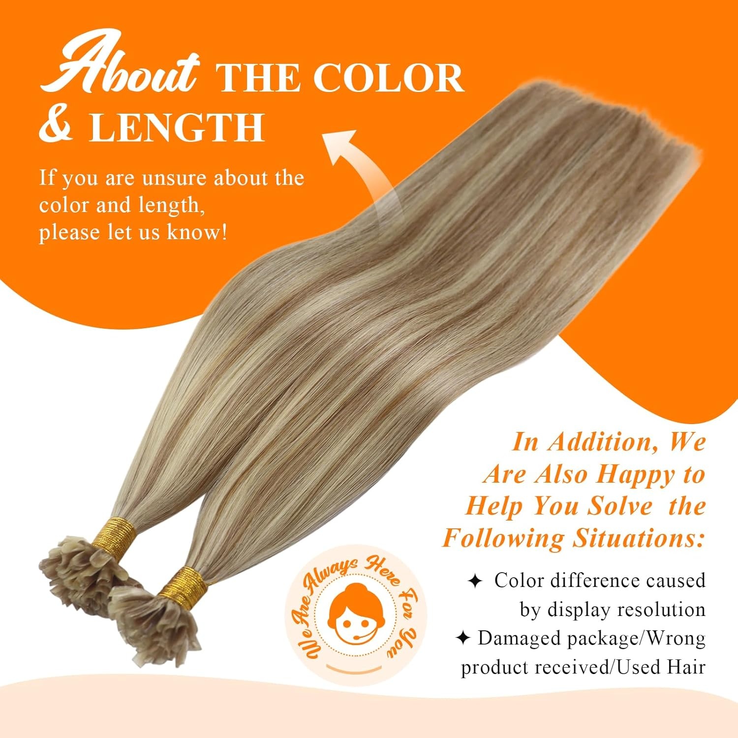 imageSunny Hair 24inch K Tip Hair Extensions Real Human Hair Brown Mix Platinum Blonde Ktip Human Hair Extensions Soft U Tip Hair Extensions 50g