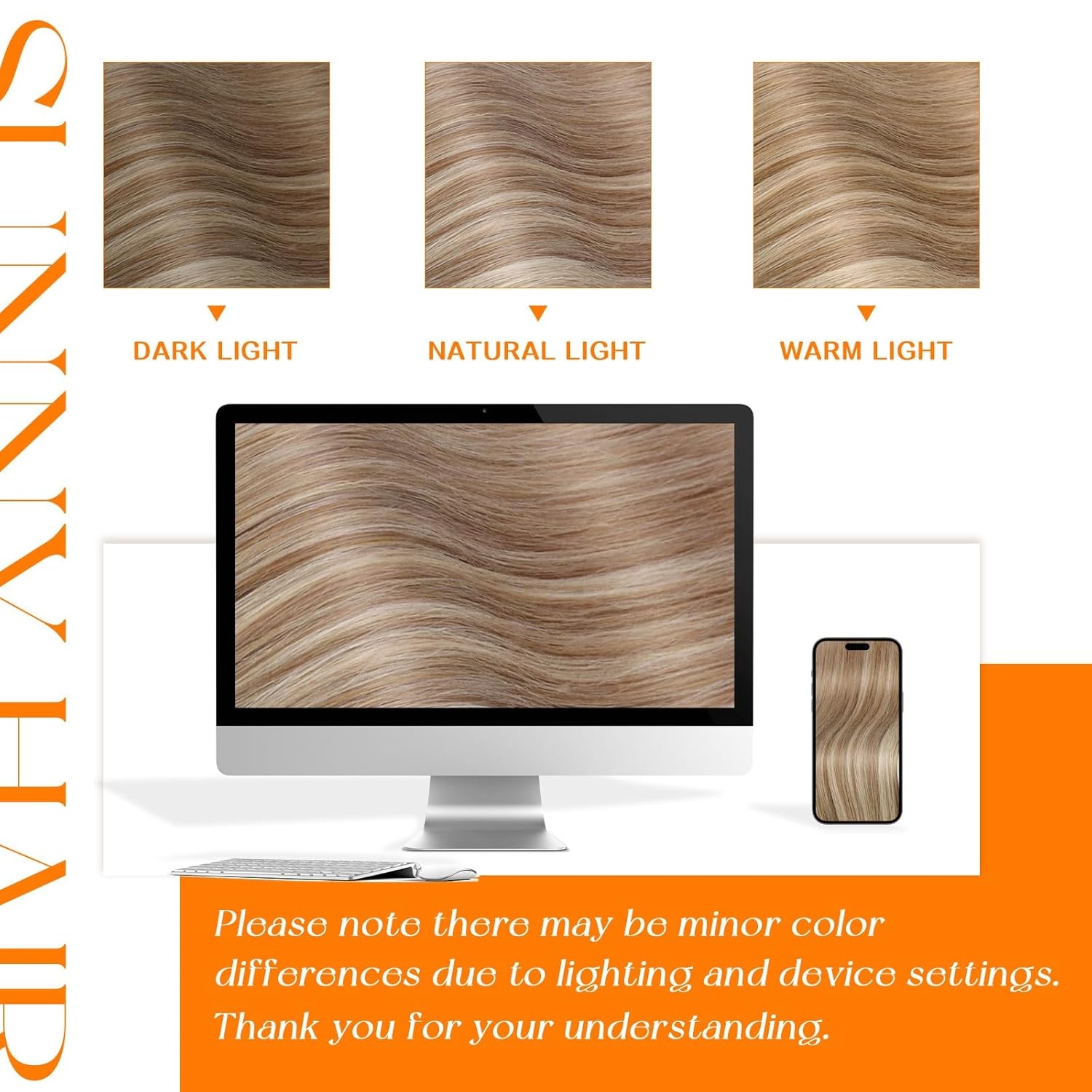 imageSunny Hair Flat Tip Hair Extensions Light Brown with Blonde Keratin Human Hair Extensions 18inch Hair Extensions Real Human Hair Keratin Bonds 50g