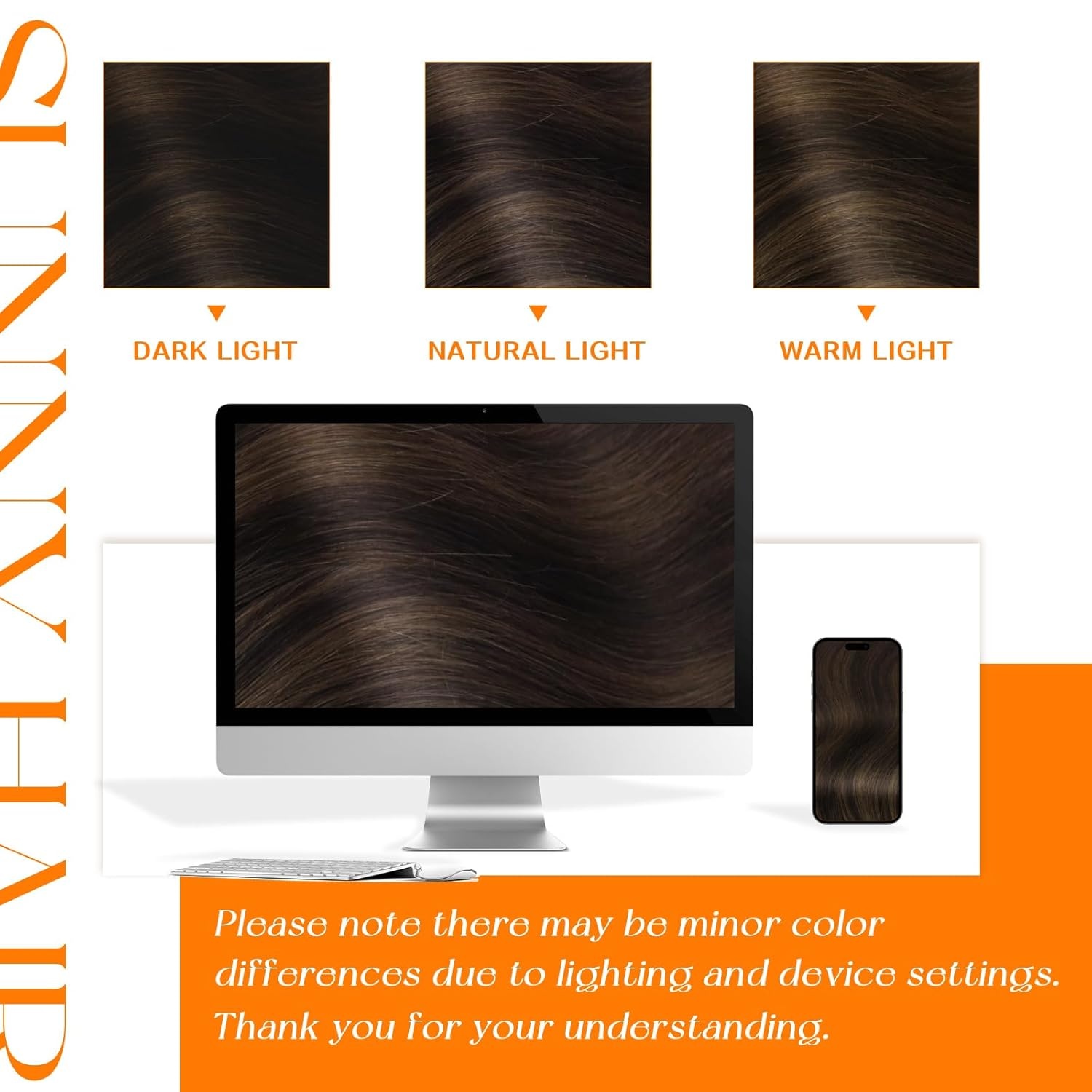 imageSunny Hair Flat Tip Keratin Hair Extensions Keratin Bonded Hair Extensions Brown Ombre Keratin Human Hair Extensions for Party 22inch 50g