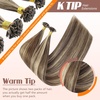 Sunny Hair 14 Inch K Tip Real Human Hair Extensions, Soft Keratin Tips, Medium Brown with Caramel Blonde Highlights, Fusion Design, for Weddings, Parties, and Night Out Events, 50g