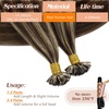 Sunny Hair 14 Inch K Tip Real Human Hair Extensions, Soft Keratin Tips, Medium Brown with Caramel Blonde Highlights, Fusion Design, for Weddings, Parties, and Night Out Events, 50g