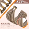 Sunny Hair 20 Inch K Tip Human Hair Extensions, Light Brown with Blonde Highlights, Keratin Vtips, Provides Natural Blend for Weddings, Evening Parties, and Formal Occasions, 50g