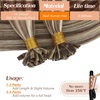Sunny Hair 20 Inch K Tip Human Hair Extensions, Light Brown with Blonde Highlights, Keratin Vtips, Provides Natural Blend for Weddings, Evening Parties, and Formal Occasions, 50g