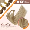 Sunny Hair 22 Inch K Tip Hair Extensions, Ash Blonde with Golden Blonde Highlights, Long Straight Style, Pre-Bonded Fusion, Suitable for Weddings, Parties, and Professional Events, 50g