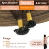 Sunny Hair 22 Inch K Tip Hair Extensions, Balayage Brown with Caramel Blonde, Thick Keratin Bonds Vtips, for Social Events, Celebrations, and Professional Settings, 50g