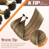 Sunny Hair 22 Inch K Tip Real Human Hair Extensions, Brown Mix Blonde, Keratin Vtip Bonds for Travel, Adds Natural Length and Volume for Daily Styling, 50g