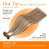 Sunny Hair Flat Tip Hair Extensions Light Brown with Blonde Keratin Human Hair Extensions 18inch Hair Extensions Real Human Hair Keratin Bonds 50g