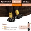 Sunny Hair K Tip Real Human Hair Extensions, Dark Brown with Medium Brown, Invisible Fusion, Provides Natural Fullness for Formal Occasions and Social Gatherings, 50g 14 Inch