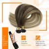 Sunny Hair Keratin Hair Extensions Human Hair Flat Tip Hair Extensions Real Human Hair Balayage Brown with Blonde Human Hair Extensions Keratin Tip 16inch 50g