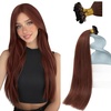 Sunny Hair 14 Inch Seamless K Tip Human Hair Extensions, Auburn Brown, Auburn U Tip, Soft Texture, Medium Manogany Brown, Natural Color Blend, for Women with Red Undertones, 50g