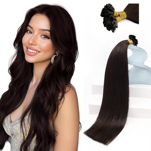 Sunny Hair 14 Inch U Tip Human Hair Extensions, Dark Brown, Thick Keratin Bonds, Soft Texture, for Women with Short Straight Hair, Adds Volume for Professional Events and Casual Parties, 50g