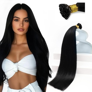 Sunny Hair 20 Inch Flat Tip Hair Extensions, Jet Black, Thick Ends, Remy Ktips, Soft Invisible Bonds, Easy to Comb, for Women with Active Lifestyles, Stays Secure for Parties and Weddings, 50g