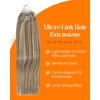 Sunny Hair 14 Inch Invisible Micro Link Human Hair Extensions, Light Brown Highlights Platinum Blonde, 50g Micro Bead Hair,for Women with Fine Hair Seeking Natural Volume