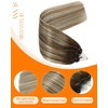 Sunny Hair 14 Inch Micro Link Human Hair Extensions, Brown Balayage Ash Brown with Highlights, 50g Soft Strands, Provides Natural Volume for Weddings, Parties, and Night Out Events
