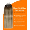 Sunny Hair 14 Inch Micro Link Human Hair Extensions, Brown Balayage Ash Brown with Highlights, 50g Soft Strands, Provides Natural Volume for Weddings, Parties, and Night Out Events