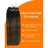 Sunny Hair 16 Inch Micro Link and Micro Loop Hair Extensions, Soft Texture, Dark Brown Balayage with Medium Brown, 50g Microbead Hair, for Women Seeking Natural Volume Enhancement