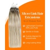 Sunny Hair 22 Inch Microlink Hair Extensions, Ash Blonde Balayage Platinum, Soft Micro Beads, for Women with Fine Hair, Adds Volume for Wedding Receptions and Holiday Parties, 50g