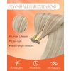 Sunny Hair 24 Inch Nano Bead Hair Extensions Human Hair, Color #18 Ash Blonde with #613 Bleach Blonde, Soft Nano Tips, Extensions for Highlighted Hair, 50g