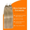 Sunny Hair Microlink Hair Extensions Human Hair Natural Micro Loop Extensions Dark Ash Blonde Highlights Light Blonde Micro Ring Soft Microbead Hair Extensions Show Charm 16inch 50g