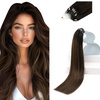 Sunny Hair 16 Inch Micro Link and Micro Loop Hair Extensions, Soft Texture, Dark Brown Balayage with Medium Brown, 50g Microbead Hair, for Women Seeking Natural Volume Enhancement