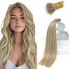 Sunny Hair 18inch 50g Nano Bead Hair Extensions Human Hair Low-Maintenance Nano Hair Extensions Human Hair Dark Blonde Highlight Golden Blonde