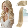 Sunny Hair 22 Inch Micro Link Hair Extensions, Soft Micro Loop, Golden Blonde Highlight Light Blonde, Upper Back Length, for Evening Parties, Formal Occasions, and Weddings, 50g