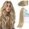 Sunny Hair Microlink Hair Extensions Human Hair Natural Micro Loop Extensions Dark Ash Blonde Highlights Light Blonde Micro Ring Soft Microbead Hair Extensions Show Charm 16inch 50g