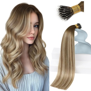 Sunny Hair 20 Inch Nano Bead Hair Extensions, Brown Ombre Light Brown Mix Blonde, Invisible Nano Ring, Natural Volume Boost, Adds Dimension for Birthday Parties and Night Out Gatherings, 50g