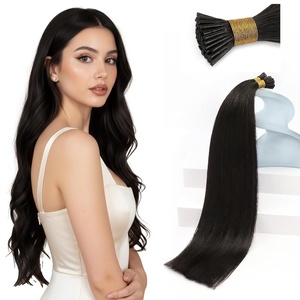 Sunny Hair Itip Human Hair Extensions 18 inch Tip Hair Extensions Real Human Hair Natural Black Hair Extensions I Tip for Women 50g