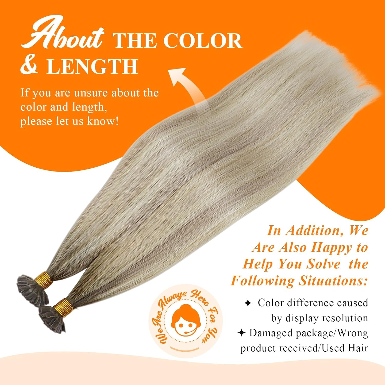 imageSunny Hair U Tip Hair Extensions Human Hair Soft Keratin Human Hair Extensions Ombre Ash Blonde Balayage Platinum Blonde Ktip Human Hair Extensions for Party 18inch 50g