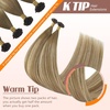 Sunny Hair 14 Inch K Tip Hair Extensions, Ombre Ash Brown to Blonde Mix with Light Blonde, Keratin Bonds, for a Fuller Look at Weddings, Evening Parties, and Formal Events, 50g