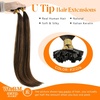 Sunny Hair 14 Inch U Tip Real Human Hair Extensions, Brown Balayage Ktip Hair, Easy to Maintain, Soft Texture, Invisible Keratin Bonds, Ideal for Women with Fine Hair