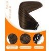 Sunny Hair 20 Inch 50g Invisible Microlink Hair Extensions Human Hair, Dark Brown Balayage with Medium Brown, Provides Natural Fullness for Social Gatherings and Formal Occasions