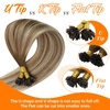 Sunny Hair 20 Inch U Tip Hair Extensions, Brown Balayage Light Blonde Ombre Dark Brown, Soft Ktips, Invisible Bonds, Natural Straight Remy, Adds Dimension for Brides, 50g