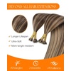 Sunny Hair Nano Bead Hair Extensions Human Hair Nano Link Hair Extensions Remy Dark Brown Hair With Caramel Blonde Highlights for Travel 18inch Nano Ring Hair Extension 50g