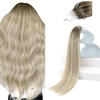 Sunny Hair 20 Inch Micro Bead Hair Extensions Real Human Hair, Blonde Balayage, Soft Invisible Microlink, Provides Length and Fullness for Evening Parties and Formal Occasions, 50g