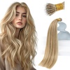 Sunny Hair Nano Hair Extensions Human Hair Blonde Nano Ring Hair Extensions Light Blonde with Platinum Nano Tip Hair Extensions Real Human Hair for Long Hair 50G 22Inch