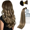 Sunny Hair U Tip Hair Extensions Human Hair 24inch Utip Human Hair Extensions Brown Balayage Caramel Blonde Ktip Hair Extensions Invisible Keratin Hair 50g