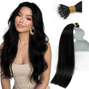 Sunny Hair 18 Inch Nano Bead Hair Extensions, Dark Black, Soft Nano Tips, Remy Hair, Easy to Maintain, Natural Straight Style, for Women with Thinning Hair, Adds Fullness for Parties, 50g