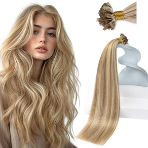 Sunny Hair U Tip Hair Extensions Human Hair Natural U Tips Light Brown Mix Platinum Blonde Fusion Hair Charming Extensions for Women 16inch 50g