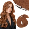 Sunny Tape in Hair Extensions Human Hair, 24 Inch 100g Copper Orange 40pcs, Seamless Hair Extension Tape for Women, Versatile Rooted Hair